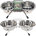 Gamelle pour chien en metal avec support en 2 part