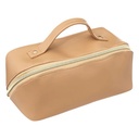 Trousse de toilette effet cuir, beige