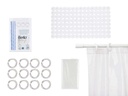 Ensemble rideau de bain et tapis de douche transparent
