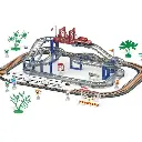 Voie ferrée avec voiture et train rapide, 108 pièces